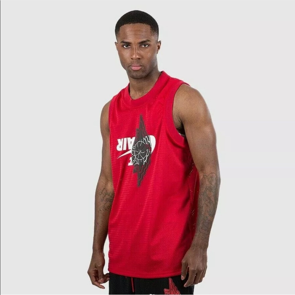 Nike Jordan Air Jumpman Mens Mesh Jersey Wings Bred Red Retro Size XL BQ8479-687 - Picture 2 of 10